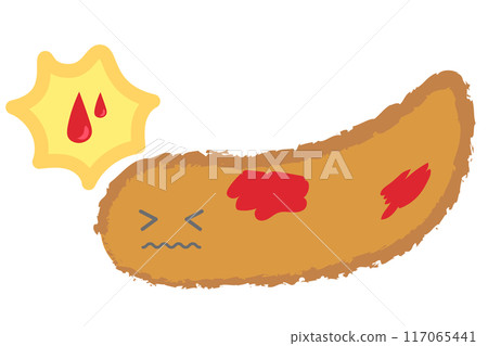 Character illustration of bloody stool 117065441