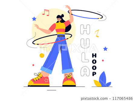 Hula Hoop Vector Illustration with People Exercising and Playing Hula Hoops, Engaged in Fitness Training Activities in a Flat Style Cartoon Background Hula Hoop Vector Illustration with People Exercising and Playing Hula Hoops, Engaged in Fitness Training Activities in a Flat Style Cartoon Background 117065486