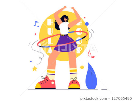 Hula Hoop Vector Illustration with People Exercising and Playing Hula Hoops, Engaged in Fitness Training Activities in a Flat Style Cartoon Background Hula Hoop Vector Illustration with People Exercising and Playing Hula Hoops, Engaged in Fitness Training Activities in a Flat Style Cartoon Background 117065490
