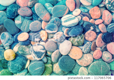 Abstract nature pebbles background. Blue pebbles texture. Stone background Abstract nature pebbles background. Blue pebbles texture. Stone background 117065706