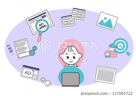 一位女士在部落格上工作的圖片 117065722