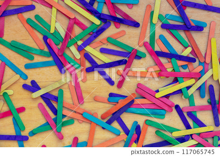 Abstract background of wooden colorful sticks 117065745