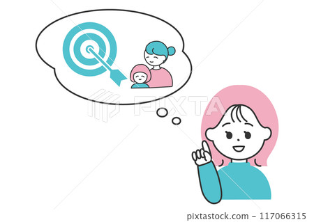 一名婦女想像目標的插圖 117066315