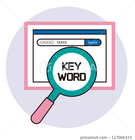 關鍵字選擇圖示插圖放大鏡圓圈 關鍵字選擇圖示插圖放大鏡圓圈 117066323