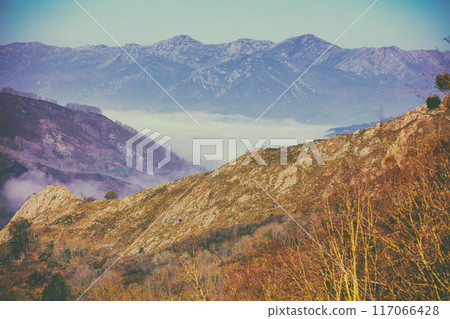 Mountain rocky landscape. Cantabrian Mountains, Picos de Europa national park, Spain, Europe Mountain rocky landscape. Cantabrian Mountains, Picos de Europa national park, Spain, Europe 117066428