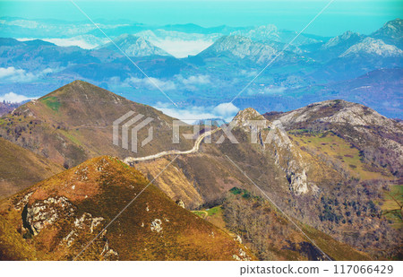 Mountain rocky landscape. Cantabrian Mountains, Picos de Europa national park, Spain, Europe 117066429