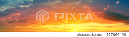 Colorful cloudy sky at sunset. Gradient color 117066496