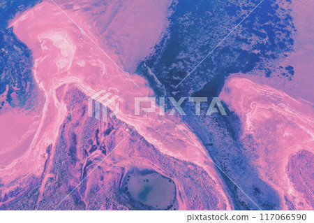 Top view of dry estuary. Land texture. Abstract nature background. Gradient color 117066590