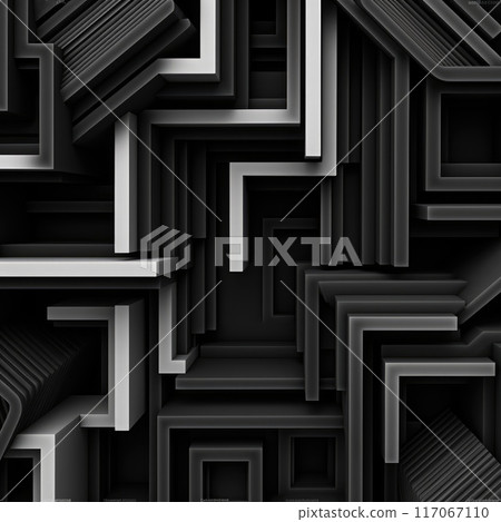 Abstract 3d geometrical background with black and gray elements. 117067110