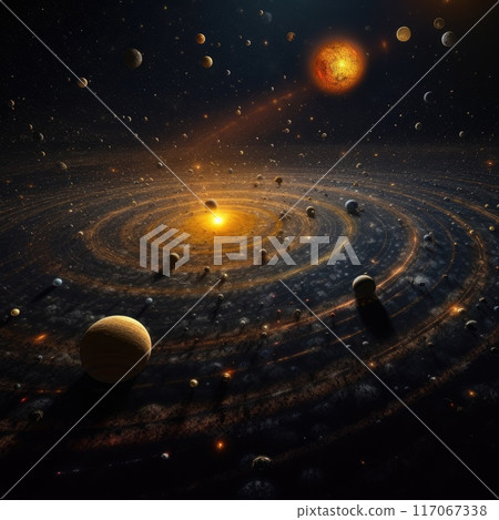 Planets in deep space, science fiction art. Planets in deep space, science fiction art. 117067338