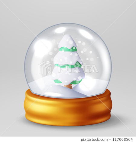 3D glass christmas snow globe with tree 3D glass christmas snow globe with tree 117068564