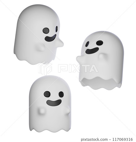 halloween cute spooky ghost character 3D images 117069316