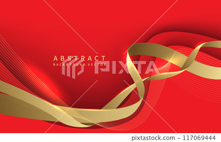 Abstract luxury gold ribbon line wave curve on red design modern background vector Abstract luxury gold ribbon line wave curve on red design modern background vector 117069444