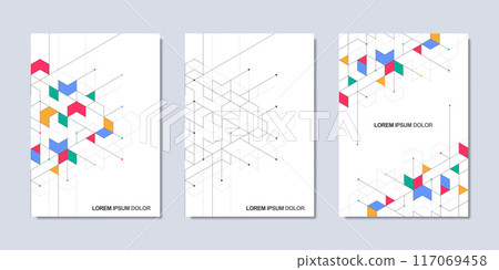 Creative idea of modern design with abstract geometric background. Minimalistic vector texture with polygonal pattern. Template for cover brochure, layout, flyer, book, banner. 117069458