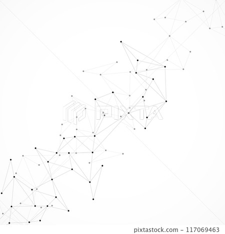Vector illustration of minimalistic design with connecting the dots and lines. Abstract geometric background of science and technology concept. 117069463