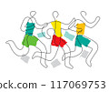 Running race, marathon, jogging, line art stylized. Stylized illustration of three running racers 117069753