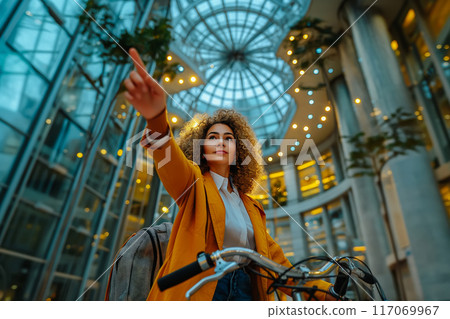 Woman pointing finger Woman pointing finger 117069967