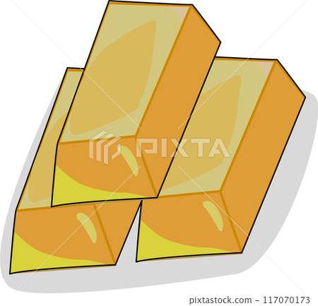 Cartoon. Stack of Gold bar icon, ingot. Symbol of richness currency investment, treasury luxury rich Cartoon. Stack of Gold bar icon, ingot. Symbol of richness currency investment, treasury luxury rich 117070173
