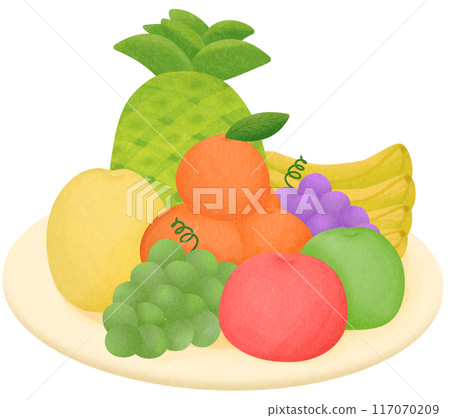 Mixed fruit set on a plate Mixed fruit set on a plate 117070209