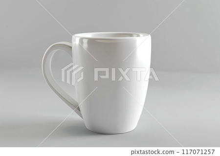 White coffee mug 3D model, side view, high-resolution rendering 117071257