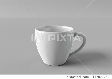 White coffee mug 3D model, front view, modern design 117071259