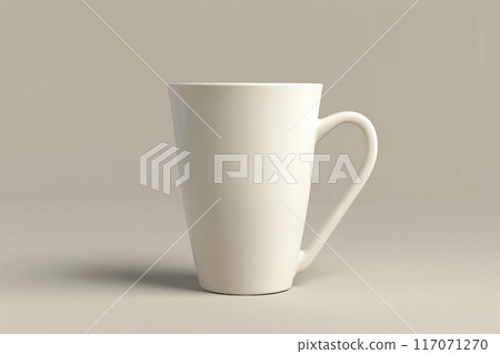 White coffee mug 3D model, detailed surface texture, elegant design 117071270