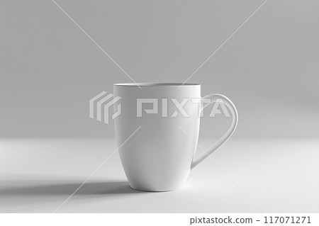White coffee mug 3D model, standing upright, soft light 117071271
