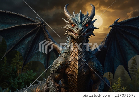 Winged dragon front view 117071573