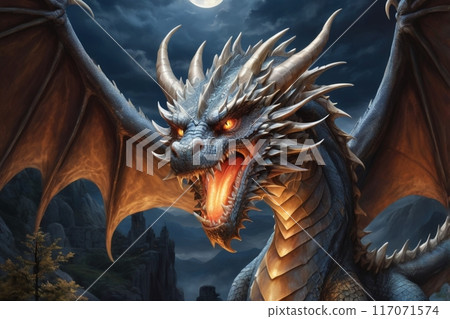 Dragon roaring in the night Dragon roaring in the night 117071574