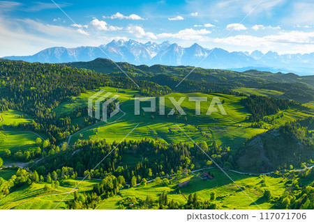 Mountain landscape in the Pieniny National Park at the foot of the Tatra Mountains 117071706