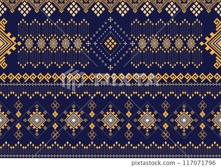 Diamond and square shape geometric pattern in native fabric and carpet, vector illustration design 117071796