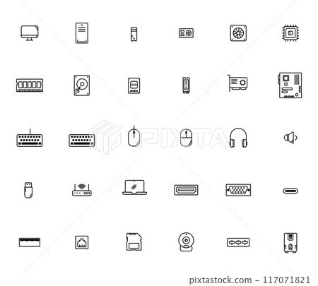 Information technology outline icons set, Vector illustration 117071821
