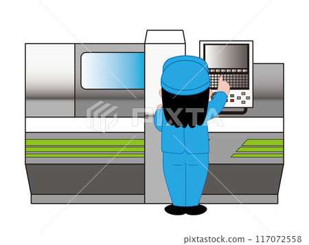 Vector illustration of a woman working in a factory Vector illustration of a woman working in a factory 117072558