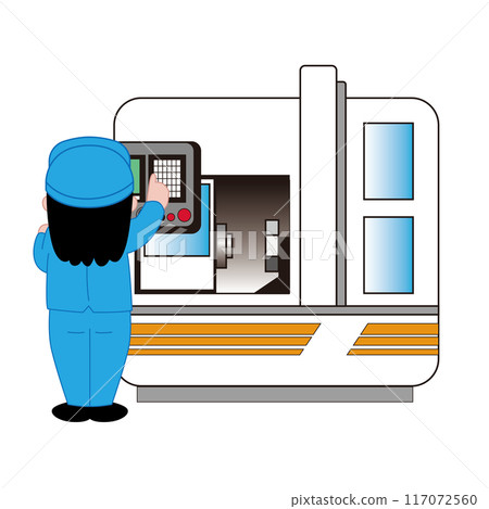 Vector illustration of a woman working in a factory Vector illustration of a woman working in a factory 117072560