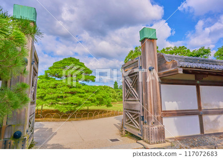 Nijo Castle Japanese Garden Stone Wall Gate 117072683