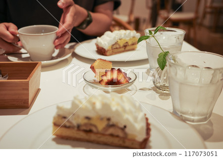 和女性朋友一起去咖啡館度過時光 117073051