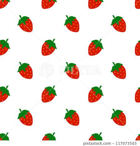 Simple Strawberry seamless pattern. Berry food summer background. Vector flat illustration. 117073583