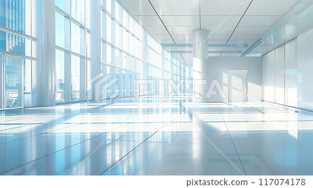Contemporary business hall with natural light, high-resolution office background, 117074178