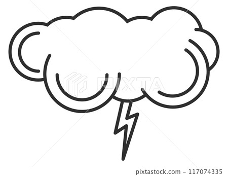 Thunderstorm line icon. Cloud lightning weather symbol Thunderstorm line icon. Cloud lightning weather symbol 117074335