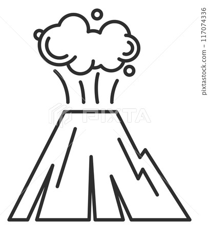 Volcano erruption line icon. Natural disaster symbol Volcano erruption line icon. Natural disaster symbol 117074336