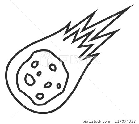 Asteroid fall line icon. Space dangerous comet or meteor 117074338