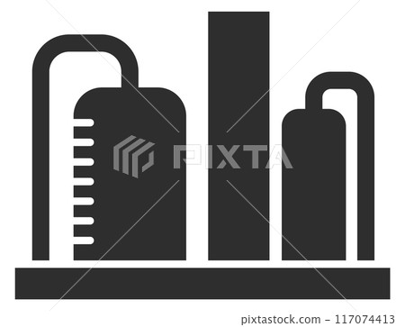 Black refinery icon. Chemical pump tanker symbol Black refinery icon. Chemical pump tanker symbol 117074413