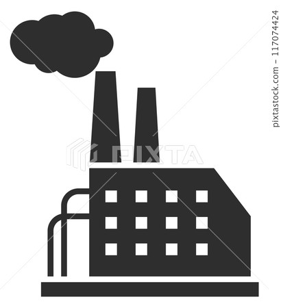 Factory black icon. Air pollution industrial building Factory black icon. Air pollution industrial building 117074424