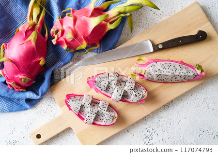 sliced dragon fruit sliced dragon fruit 117074793