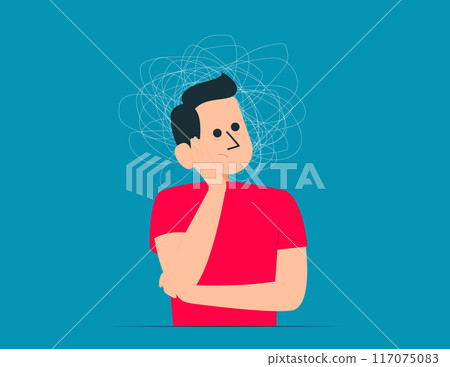 Tangled thoughts. Overthinking concept illustration Tangled thoughts. Overthinking concept illustration 117075083