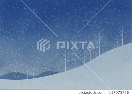 冬季山區寒冷雪景的向量圖解 冬季山區寒冷雪景的向量圖解 117075756