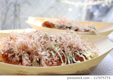 Takoyaki at a shop in Osaka 117075773