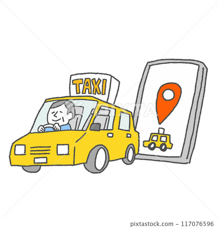 出租車調度應用程式的圖像插圖 出租車調度應用程式的圖像插圖 117076596