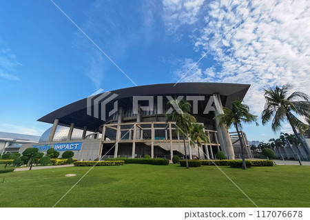 Impact Arena building entrance with blue sky, Nonthaburi, Thailand Impact Arena building entrance with blue sky, Nonthaburi, Thailand 117076678