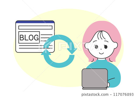 Illustration of a woman updating a blog Illustration of a woman updating a blog 117076893